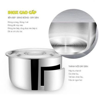Bộ 5 Thố Inox Không Quai Có Nắp Đậy Đủ Kích Thước Cao Cấp