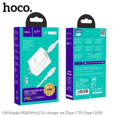 (có VAT) Bộ Củ Sạc Hoco C80 Kèm Cáp Type C to Type C PD20W QC3.0 Chính Hãng | Sạc Nhanh An Toàn | Giá Tốt | Bảo Hành | Phụ Kiện Điện Thoại | Vi Tính Hóc Môn  | hoco Hóc Môn