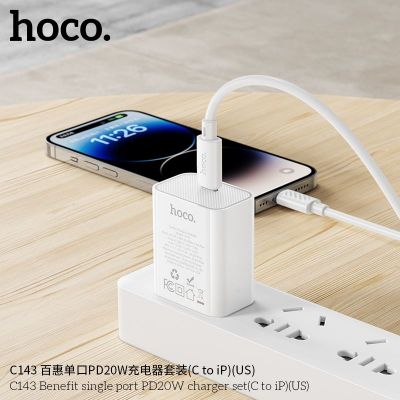 Bộ sạc nhanh iphone Hoco PD20W một cổng hoco C143 Benefit (C đến iP) (US)