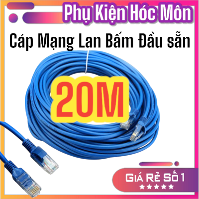 Cáp Mạng LAN Cat5E 20m Bấm Sẵn | Dây Mạng RJ45 Đầu Bấm Sẵn | Kết Nối Máy Tính Camera Modem | Vi Tính Hóc Môn