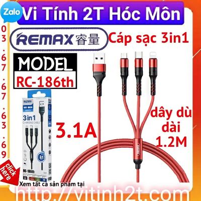 Cáp sạc đa năng 3 đầu Remax RC-186th 3.1A