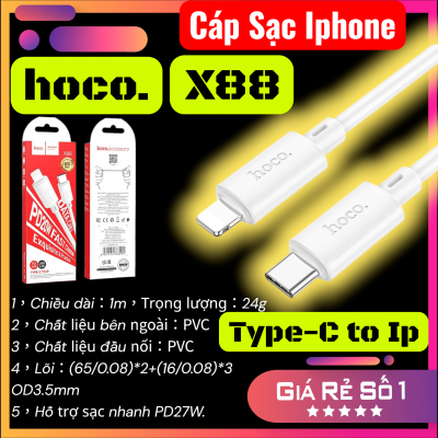 Cáp sạc Hoco X88 IP PD27W C-IP | Sạc nhanh chuẩn PD | Dây bền chắc | Giá rẻ | hoco Hóc Môn Cáp sạc nhanh Hoco X88 IP Strength | PD 27W Lightning | Sạc ổn định | Chính hãng | Vi Tính Hóc Môn Hoco X88 C-IP PD27W | Cáp sạc iPhone tốc độ cao | Chống đứt gã