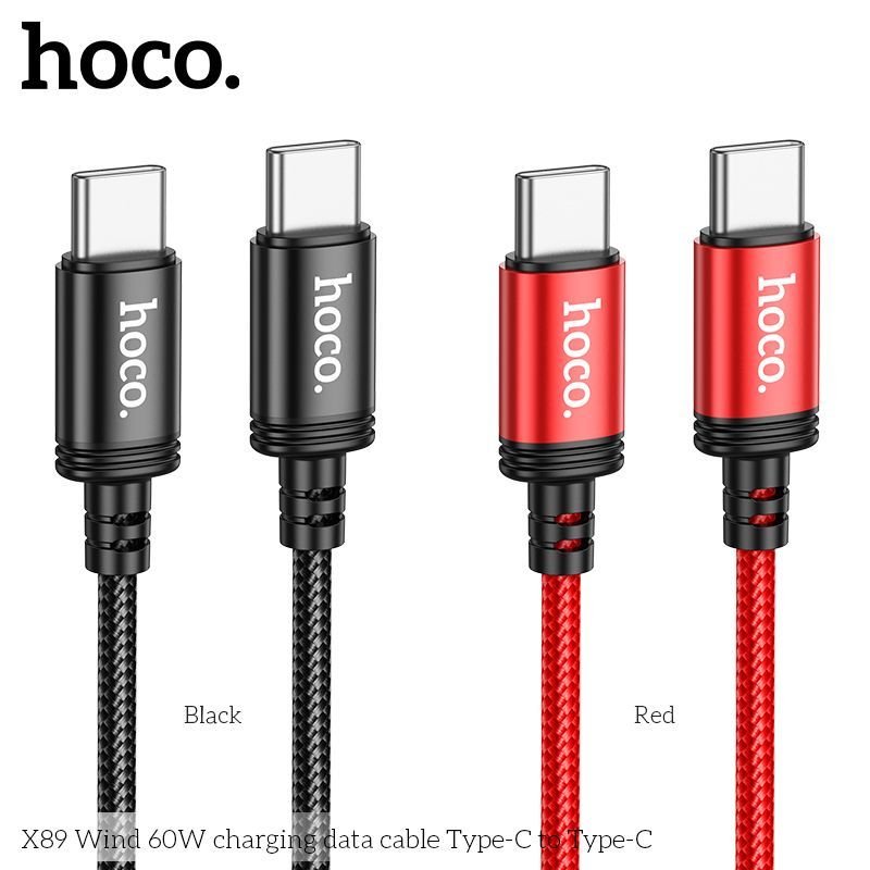 Cáp sạc Hoco X89 Type-C to Type-C | Sạc nhanh chính hãng | Dây dù bện siêu bền | Tương thích Samsung | iPhone 15 | Xiaomi | 1M | Vi Tính Hóc Môn