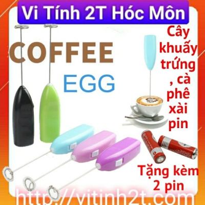 Cây đánh trứng cafe cầm tay xài pin tạo bọt, đánh tạo kem