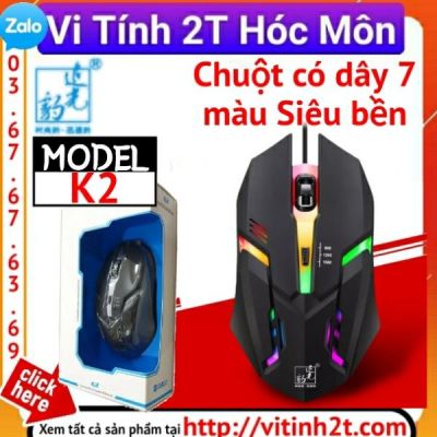 Chuột chơi game K2 - LED RGB chạy dọc thân và Logo