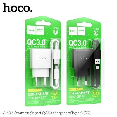 (có VAT) Bộ Sạc Hoco C140A QC3.0 Cổng Đơn Type-C EU | Sạc Nhanh Thông Minh | An Toàn Ổn Định | Dùng Cho iPhone Android | Giá Tốt | Vi Tính Hóc Môn | hoco Hóc Môn