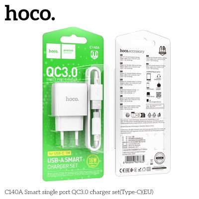 (có VAT) Bộ Sạc Hoco C140A QC3.0 Cổng Đơn Type-C EU | Sạc Nhanh Thông Minh | An Toàn Ổn Định | Dùng Cho iPhone Android | Giá Tốt | Vi Tính Hóc Môn | hoco Hóc Môn