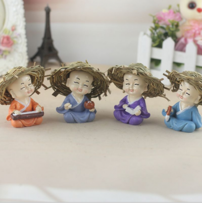 Combo 4 Chú Tiểu Cầm Kỳ Thi Họa | Trang Trí Phòng Thờ | Đồ Phong Thủy Ý Nghĩa | Quà Tặng Bình An | Decor Tượng Chú Tiểu Mini | Vi Tính Hóc Môn