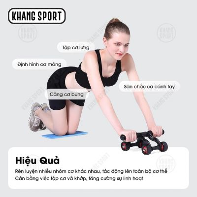 Con Lăn 4 Bánh | Con Lăn tập bụng 4 bánh Con lăn tập bụng 4 bánh siêu chắc tặng kèm thảm