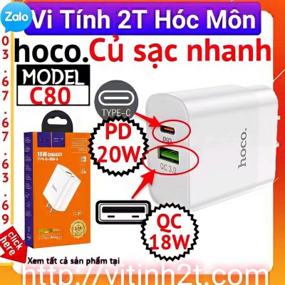 Củ Sạc Nhanh 2 Cổng CAO CẤP Cốc Sạc Hoco C80/C80A Sạc 3.0 PD
