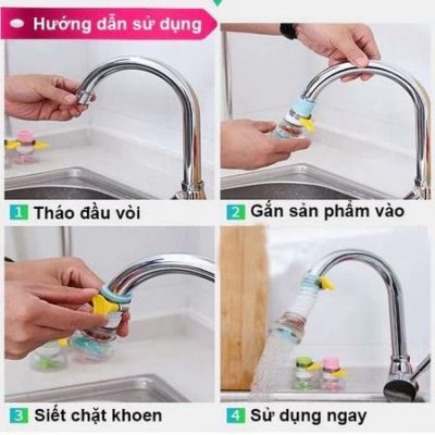 Đầu Vòi Lọc Nước Tăng Áp 360 Độ Có thể kéo dài ,Uống Cong Rút Ngắn Có Khóa Cổ Dê, Cánh Quạt