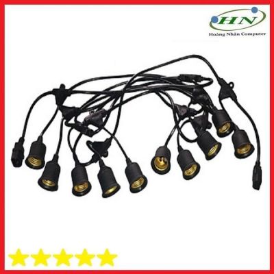 Dây Đui Đèn E27 5M 10 Đui Chống Nước (Có Đầu Nối Thêm Dây)-Dây Đuôi đèn