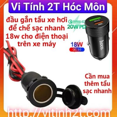 Đế gắn tẩu xe hơi chế sạc điện thoại trên xe máy