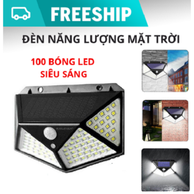 Đèn năng lượng mặt trời 100 LED -đèn cảm biến hồng ngoại