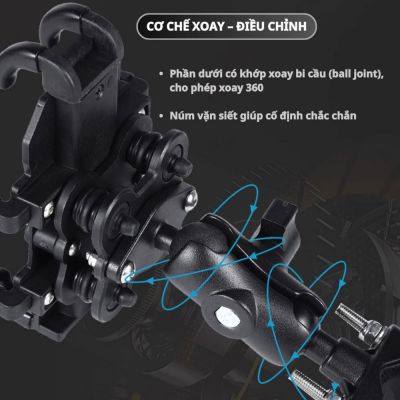Giá đỡ kẹp điện thoại xe máy BSDDP chống rung cao cấp, gắn ghi đông chân gương chắc chắn chống trộm