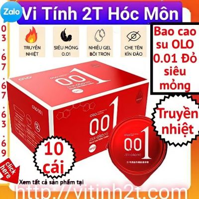 Hộp 10 cái Bao cao su OLO 001 0.01 Đỏ siêu mỏng, chống xuất tinh sớm