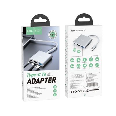 Hub Chuyển Type C Ra USB 3.0 , HDMI & PD 2.0 Hoco HB14 Chính Hãng