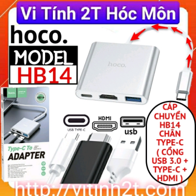 Hub Chuyển Type C Ra USB 3.0 , HDMI & PD 2.0 Hoco HB14 Chính Hãng