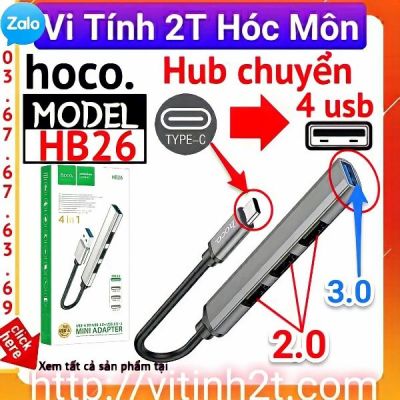 Hub chuyển Type c sang usb 4in1 hoco HB26 2.0 3.0