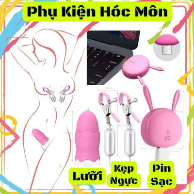 Kẹp Vú Kèm Lưỡi Liếm Rung | Đa Chế Độ | Có Sạc Điện | Kích Thích Đỉnh Cao | Chất Liệu An Toàn | Vi Tính Hóc Môn | Đồ Chơi Tình Yêu Hóc Môn