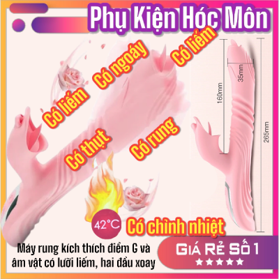 Máy rung kích thích điểm G và âm vật, đồ chơi tình dục có lưỡi liếm, hai đầu xoay