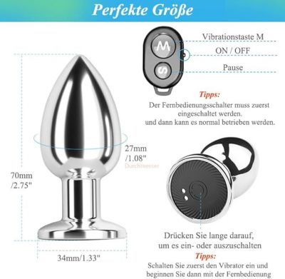 Phích cắm hậu môn inox 10 chế độ rung | Nút rung thép không gỉ chống nước | Điều khiển từ xa kích thước nhỏ | Đồ chơi tình yêu cao cấp | Vi Tính Hóc Môn