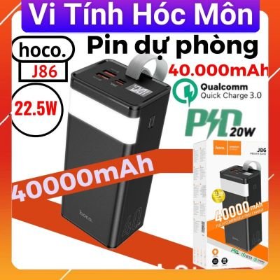 Pin dự phòng 40000mAh sạc nhanh 22.5W Hoco J86 chính hãng | Sạc siêu nhanh, dung lượng khủng | Bảo hành uy tín | Giá tốt | Vi Tính Hóc Môn