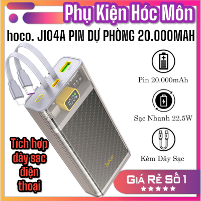 Pin dự phòng Hoco J104A 20000mAh QC3.0 22.5W | Sạc nhanh PD Type-C 20W | Kèm 2 cáp tiện lợi | Vi Tính Hóc Môn