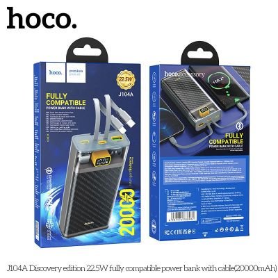 Pin dự phòng Hoco J104A 20000mAh QC3.0 22.5W | Sạc nhanh PD Type-C 20W | Kèm 2 cáp tiện lợi | Vi Tính Hóc Môn