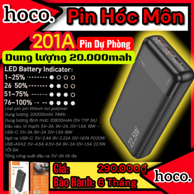 (CÓ VAT) Pin Sạc Dự Phòng Hoco J201A 20000mAh | Pin Dung Lượng Cao | Sạc Nhanh An Toàn | Chính Hãng Hoco | Giá Tốt | Bền Bỉ | Dùng Cho Điện Thoại | Tablet | Du Lịch | Công Tác | Phụ Kiện Công Nghệ |PIN Hóc Môn | HOCO Hóc Môn