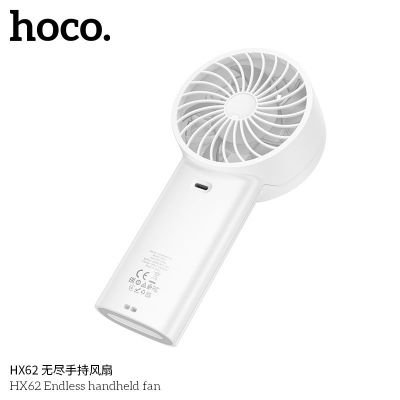 Quạt cầm tay Hoco HX62 | Pin sạc 6000mAh siêu bền | 5 tốc độ gió mạnh | Màn hình hiển thị sạc tiện lợi | Dùng 6–17 tiếng liên tục | Quạt mini cao cấp chính hãng | Vi Tính Hóc Môn