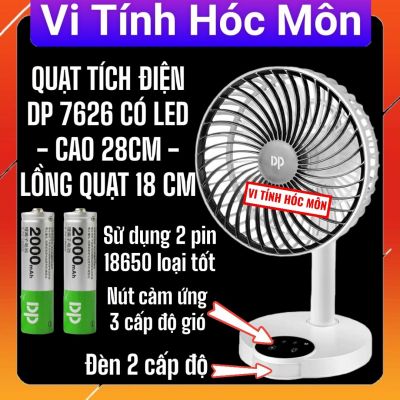 QUẠT TÍCH ĐIỆN DP 7626 CÓ LED - CAO 28CM - LỒNG QUẠT 18 CM