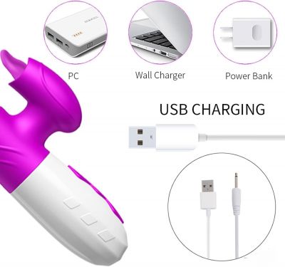 Rabbit Vibrator 9 Speeds | Dương vật giả FOX rung thụt phát nhiệt | Có lưỡi liếm kích thích | Silicone mềm cao cấp | Công nghệ xoay – thụt 4D | Máy rung thỏ màu tím Purple | Đồ Chơi Tình Yêu | Kích thích điểm G – A | Rung mạnh – êm | Sạc nhanh | Chính hãn