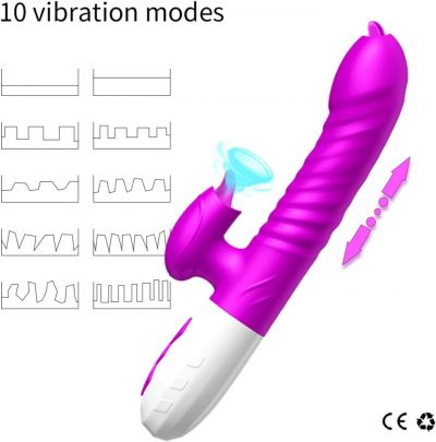 Rabbit Vibrator 9 Speeds | Dương vật giả FOX rung thụt phát nhiệt | Có lưỡi liếm kích thích | Silicone mềm cao cấp | Công nghệ xoay – thụt 4D | Máy rung thỏ màu tím Purple | Đồ Chơi Tình Yêu | Kích thích điểm G – A | Rung mạnh – êm | Sạc nhanh | Chính hãn