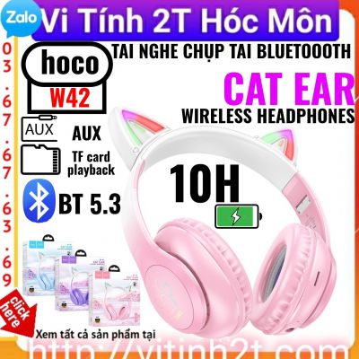 tai nghe chụp headphone bluetooth hoco w42 cat ear