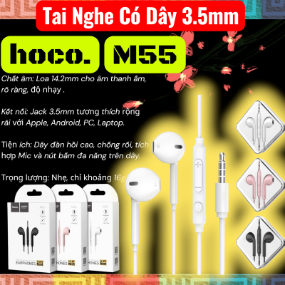 Tai nghe có dây 3.5mm Hoco M55 | Âm thanh rõ nét | Giá rẻ chính hãng | Bền đẹp | Vi Tính Hóc Môn Tai nghe Hoco M55 jack 3.5mm | Nghe nhạc cực hay | Tương thích mọi thiết bị | Giá tốt | Vi Tính Hóc Môn Tai nghe có dây Hoco M55 | Bass mạnh mic rõ | Dây bền