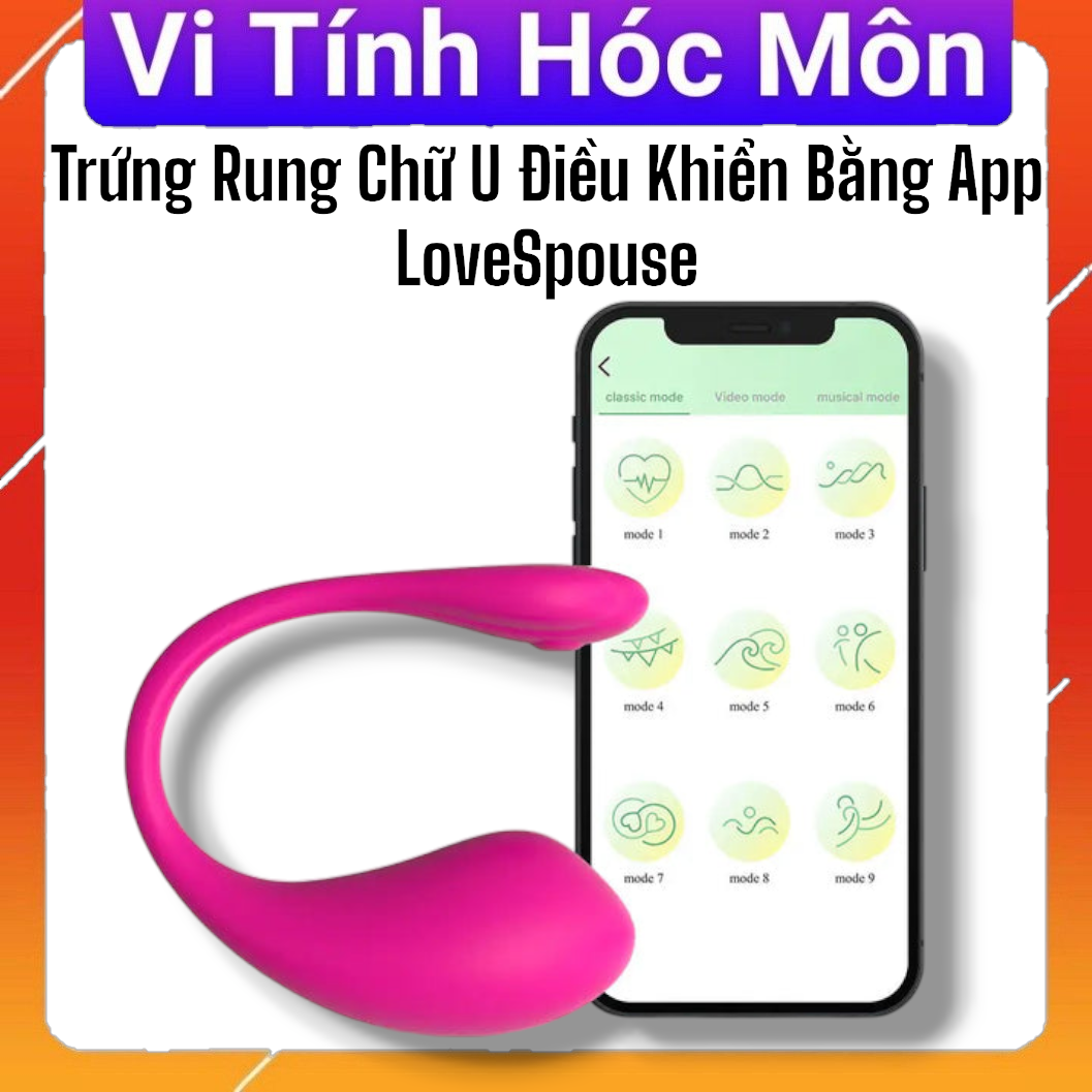 Trứng Rung Chữ U Điều Khiển Bằng App LoveSpouse | Kết Nối Không Dây | An Toàn Kín Đáo | Đa Chế Độ Rung | Pin Sạc USB | Đồ Chơi Người Lớn Cao Cấp | Vi Tính Hóc Môn