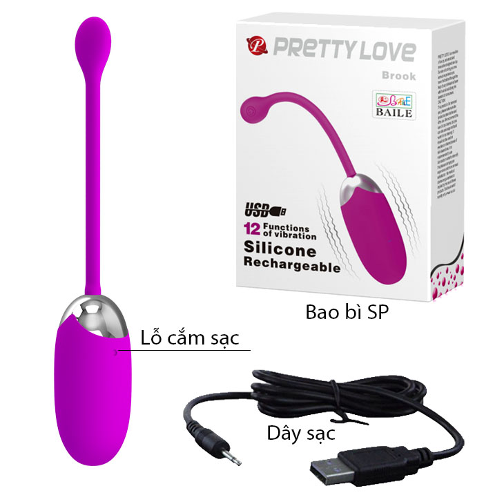 Trứng Rung Tình Yêu Prettylove Brook | Mềm Mịn Êm Ái | Rung Cực Mạnh | Sextoy Chính Hãng | Vi Tính Hóc Môn
