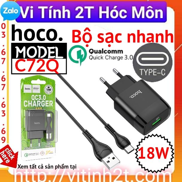 [Type C]  Bộ sạc nhanh 18W Hoco C72Q
