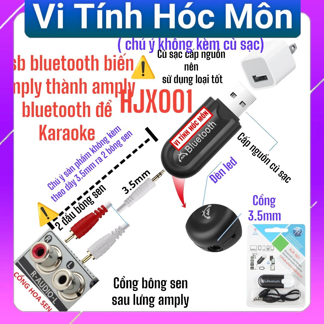 USB BLUETOOTH HJX-001 LOẠI TỐT ÂM THANH RA CỔNG USB VÀ LỖ 3.5 LY