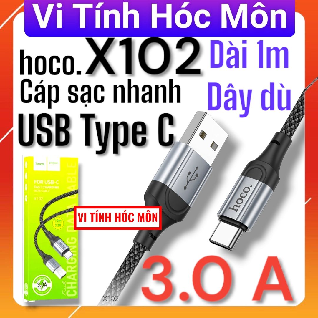 Usb Type C Hoco x102 Cáp sạc nhanh 3.0A dây dù dài 1 mét