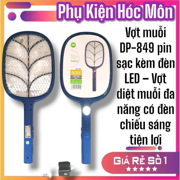 Vợt Muỗi DP-849 Pin Sạc | Đèn LED Chiếu Sáng | Diệt Muỗi Đa Năng | Tiện Lợi Hiệu Quả | Vi Tính Hóc Môn